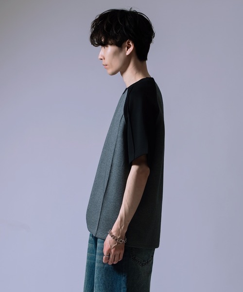 Crownor(クラウノアー)の「ラグランスリーブ バイカラー 半袖Tシャツ(Tシャツ/カットソー・メンズ・ブラウン/ブラック/グレー・LARGE/MEDIUM)」の5枚目の写真