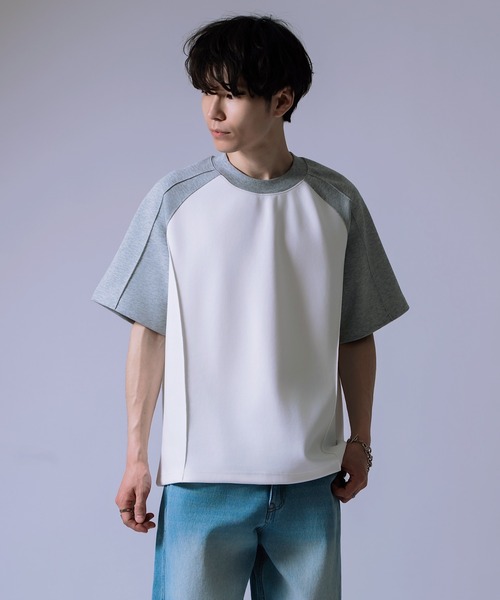 Crownor(クラウノアー)の「ラグランスリーブ バイカラー 半袖Tシャツ(Tシャツ/カットソー・メンズ・ブラウン/ブラック/グレー・LARGE/MEDIUM)」の8枚目の写真