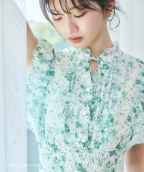 MISCH MASCH(ミッシュマッシュ)の「2026春夏新作 ピコフリルプリーツワンピース(ワンピース・レディース・パープル/イエロー/グリーン/ホワイト×ブラック・S/M)」の10枚目の写真