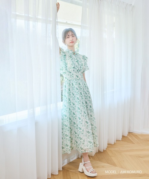 MISCH MASCH(ミッシュマッシュ)の「2026春夏新作 ピコフリルプリーツワンピース(ワンピース・レディース・パープル/イエロー/グリーン/ホワイト×ブラック・S/M)」の9枚目の写真