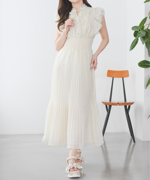 MISCH MASCH(ミッシュマッシュ)の「2026春夏新作 ピコフリルプリーツワンピース(ワンピース・レディース・パープル/イエロー/グリーン/ホワイト×ブラック・S/M)」の15枚目の写真