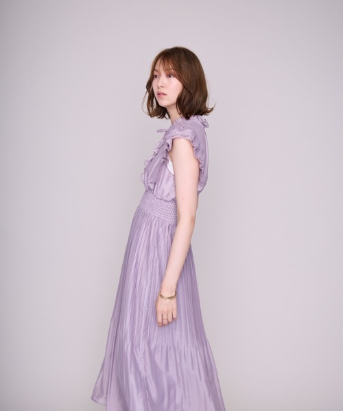 MISCH MASCH(ミッシュマッシュ)の「2026春夏新作 ピコフリルプリーツワンピース(ワンピース・レディース・パープル/イエロー/グリーン/ホワイト×ブラック・S/M)」の21枚目の写真