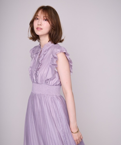 MISCH MASCH(ミッシュマッシュ)の「2026春夏新作 ピコフリルプリーツワンピース(ワンピース・レディース・パープル/イエロー/グリーン/ホワイト×ブラック・S/M)」の18枚目の写真