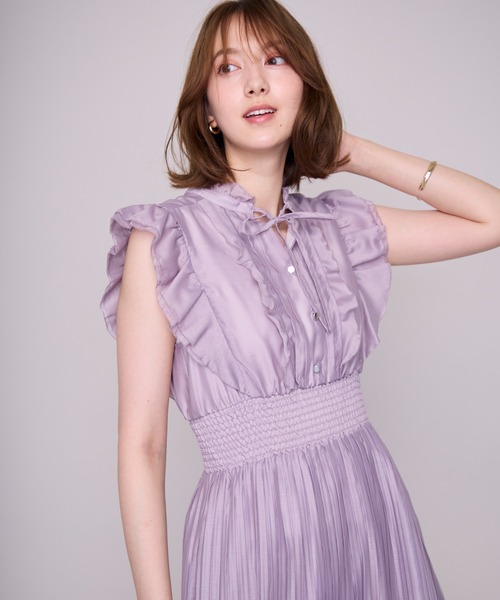 MISCH MASCH(ミッシュマッシュ)の「2026春夏新作 ピコフリルプリーツワンピース(ワンピース・レディース・パープル/イエロー/グリーン/ホワイト×ブラック・S/M)」の19枚目の写真