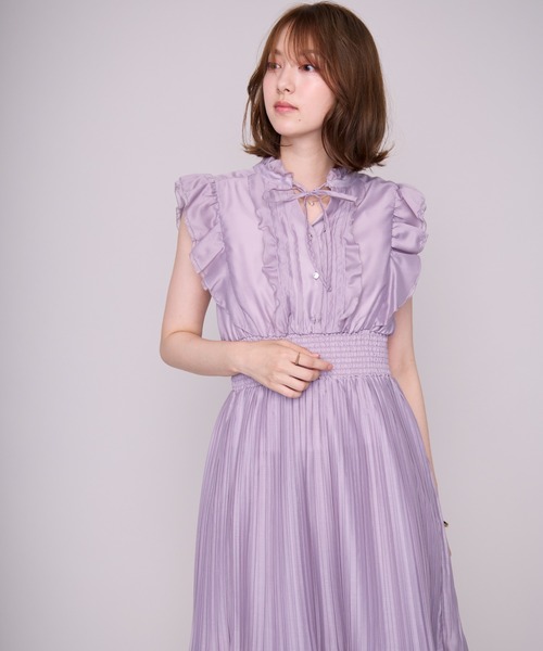 MISCH MASCH(ミッシュマッシュ)の「2026春夏新作 ピコフリルプリーツワンピース(ワンピース・レディース・パープル/イエロー/グリーン/ホワイト×ブラック・S/M)」の20枚目の写真