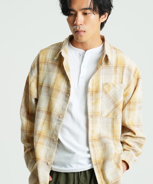 En serio TOKYO(エンソリオトーキョー)の「ピグメントチェックシャツ(シャツ/ブラウス・メンズ・ブルー/ベージュ・MEDIUM/LARGE/X-LARGE)」の3枚目の写真