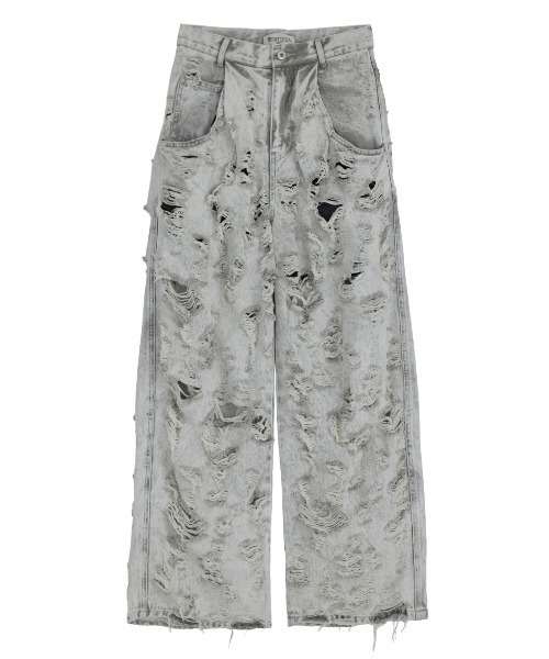 Ameri（アメリ）の「MEDI MAX DAMAGE DENIM（デニムパンツ・レディース・ライトブルー/ライトグレー・24inch/26inch/25inch）」の7枚目の写真