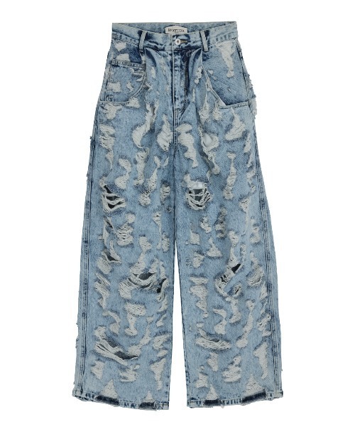 Ameri（アメリ）の「MEDI MAX DAMAGE DENIM（デニムパンツ・レディース・ライトブルー/ライトグレー・24inch/26inch/25inch）」の8枚目の写真
