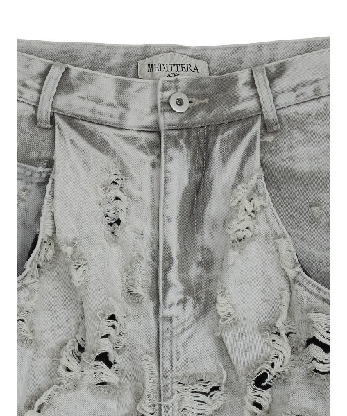 Ameri（アメリ）の「MEDI MAX DAMAGE DENIM（デニムパンツ・レディース・ライトブルー/ライトグレー・24inch/26inch/25inch）」の9枚目の写真