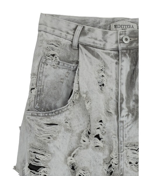 Ameri（アメリ）の「MEDI MAX DAMAGE DENIM（デニムパンツ・レディース・ライトブルー/ライトグレー・24inch/26inch/25inch）」の10枚目の写真
