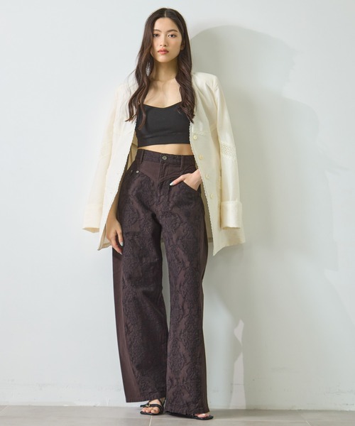 FETICO/フェティコ】《STUDIOUS別注》 DAMASK-PRINT DENIM CURVE-FIT