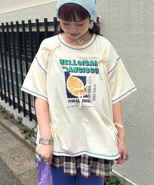 HELLO.SANFRANCISCO（ハローサンフランシスコ）の「【HELLO.SANFRANCISCO/ハローサンフランシスコ】タックリボンプリント半袖TEE（Tシャツ/カットソー・レディース・グレー/アイボリー/パープル・ONE SIZE）」の20枚目の写真