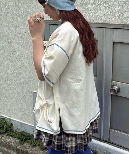 HELLO.SANFRANCISCO（ハローサンフランシスコ）の「【HELLO.SANFRANCISCO/ハローサンフランシスコ】タックリボンプリント半袖TEE（Tシャツ/カットソー・レディース・グレー/アイボリー/パープル・ONE SIZE）」の22枚目の写真