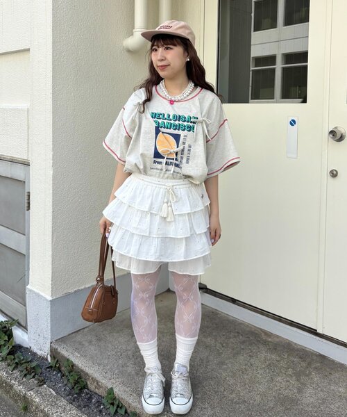 HELLO.SANFRANCISCO（ハローサンフランシスコ）の「【HELLO.SANFRANCISCO/ハローサンフランシスコ】タックリボンプリント半袖TEE（Tシャツ/カットソー・レディース・グレー/アイボリー/パープル・ONE SIZE）」の11枚目の写真