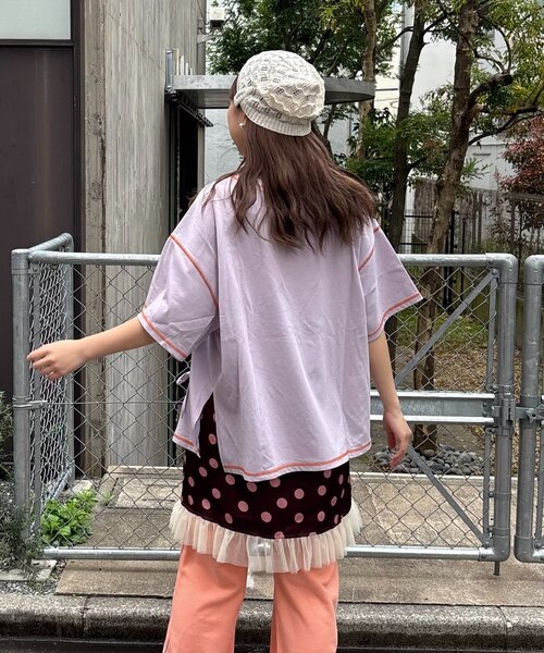 HELLO.SANFRANCISCO（ハローサンフランシスコ）の「【HELLO.SANFRANCISCO/ハローサンフランシスコ】タックリボンプリント半袖TEE（Tシャツ/カットソー・レディース・グレー/アイボリー/パープル・ONE SIZE）」の7枚目の写真