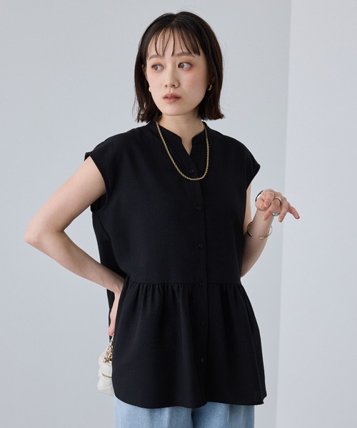 CROSS FUNCTION（クロスファンクション）の「《防シワ》リネンライクストライプペプラムブラウス【CROSS FUNCTION/クロスファンクション】（シャツ/ブラウス・レディース・ブラック/オフホワイト/ネイビー・M/L/LL）」の13枚目の写真