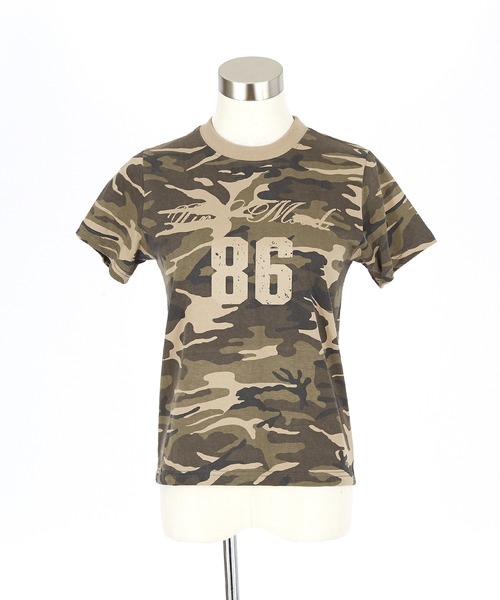 a.p.o.v.(エーピーオービー)の「a.p.o.v. クロップド丈ナンバリングレイヤーY2Kプリントカモフラ柄Tシャツ(レディース)(Tシャツ/カットソー・レディース・チャコール/ベージュ/カーキ・ONESIZE)」の15枚目の写真