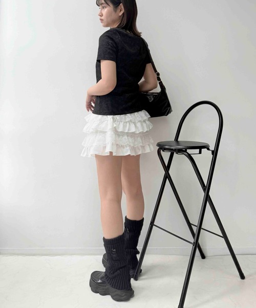 AS KNOW AS plus(アズノゥアズプラス)の「〇レースアップ ワンポイント刺繍テレコTシャツ(Tシャツ/カットソー・レディース・グレー/ブラック・FREE)」の8枚目の写真