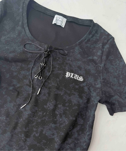 AS KNOW AS plus(アズノゥアズプラス)の「〇レースアップ ワンポイント刺繍テレコTシャツ(Tシャツ/カットソー・レディース・グレー/ブラック・FREE)」の18枚目の写真