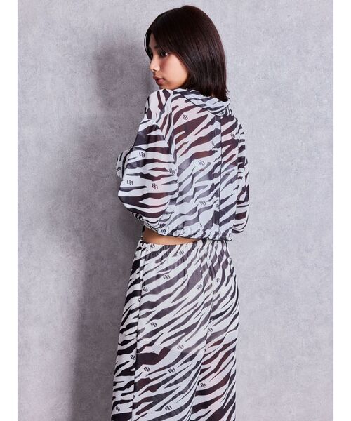 GYDA（ジェイダ）の「GG ZEBRA SHEERリボンショートブラウス（シャツ/ブラウス・レディース・ブラック/オフホワイト・FREE）」の5枚目の写真