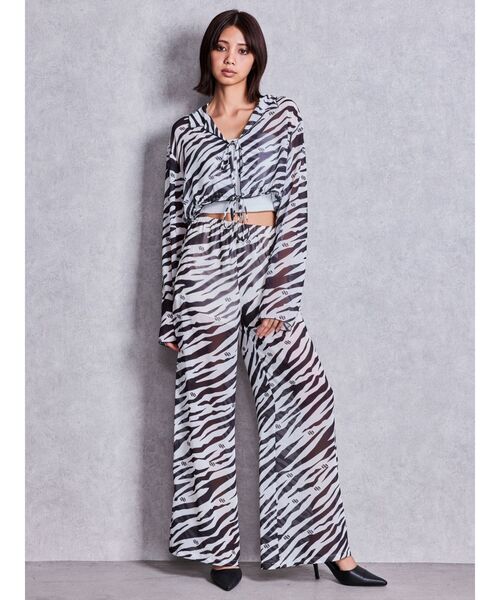 GYDA（ジェイダ）の「GG ZEBRA SHEERリボンショートブラウス（シャツ/ブラウス・レディース・ブラック/オフホワイト・FREE）」の6枚目の写真
