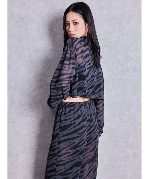 GYDA（ジェイダ）の「GG ZEBRA SHEERリボンショートブラウス（シャツ/ブラウス・レディース・ブラック/オフホワイト・FREE）」の10枚目の写真