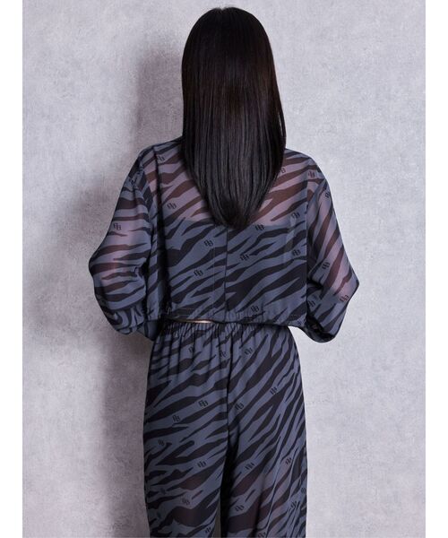 GYDA（ジェイダ）の「GG ZEBRA SHEERリボンショートブラウス（シャツ/ブラウス・レディース・ブラック/オフホワイト・FREE）」の11枚目の写真