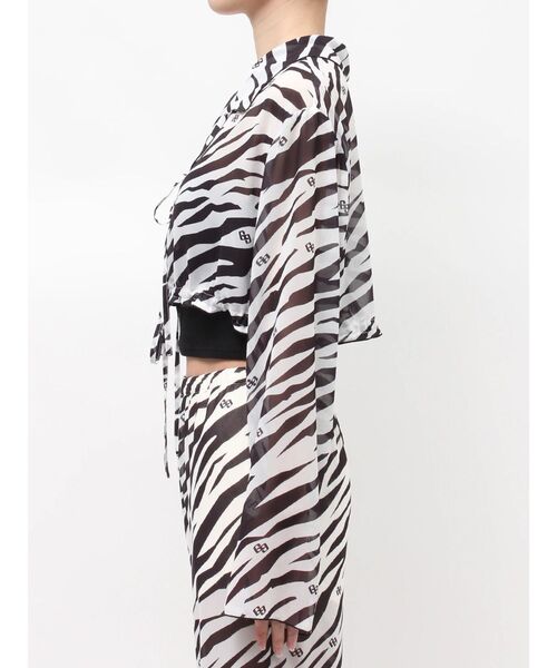 GYDA（ジェイダ）の「GG ZEBRA SHEERリボンショートブラウス（シャツ/ブラウス・レディース・ブラック/オフホワイト・FREE）」の16枚目の写真
