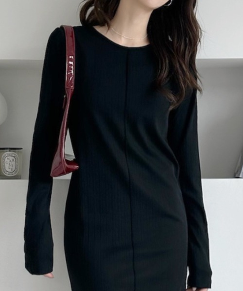 umune(ウムネ)の「すっきり美シルエットと抜群の着心地を両立♪秋冬の主役級サムホール仕様のリブジャージロングワンピース(ワンピース・レディース・ブラック/アイボリー/杢グレー・M/L)」の14枚目の写真