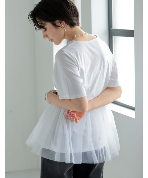MEISM（ミズム）の「[2026 SUMMER COLLECTION][MEISM by Re:EDIT]チュールペプラムチュニックカットトップス（Tシャツ/カットソー・レディース・ブラック/ホワイト系その他/ブラック系その他/ホワイト・LARGE/MEDIUM）」の10枚目の写真
