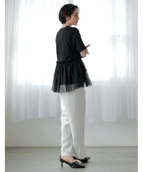 MEISM（ミズム）の「[2026 SUMMER COLLECTION][MEISM by Re:EDIT]チュールペプラムチュニックカットトップス（Tシャツ/カットソー・レディース・ブラック/ホワイト系その他/ブラック系その他/ホワイト・LARGE/MEDIUM）」の12枚目の写真