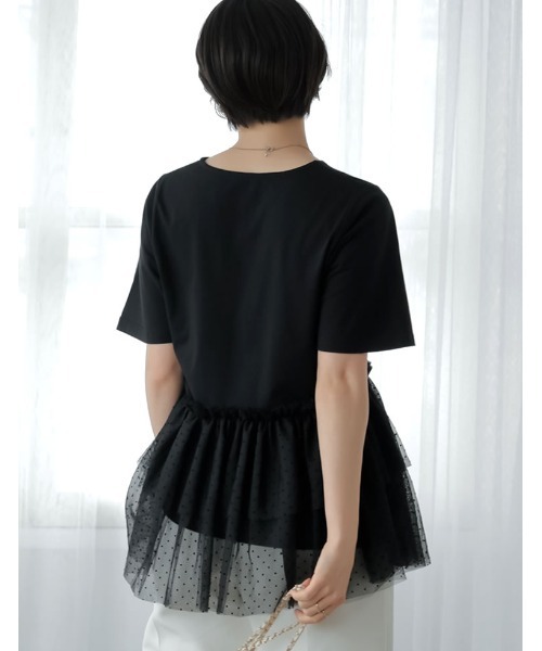 MEISM（ミズム）の「[2026 SUMMER COLLECTION][MEISM by Re:EDIT]チュールペプラムチュニックカットトップス（Tシャツ/カットソー・レディース・ブラック/ホワイト系その他/ブラック系その他/ホワイト・LARGE/MEDIUM）」の13枚目の写真