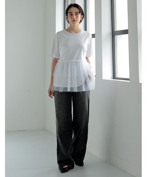 MEISM（ミズム）の「[2026 SUMMER COLLECTION][MEISM by Re:EDIT]チュールペプラムチュニックカットトップス（Tシャツ/カットソー・レディース・ブラック/ホワイト系その他/ブラック系その他/ホワイト・LARGE/MEDIUM）」の8枚目の写真