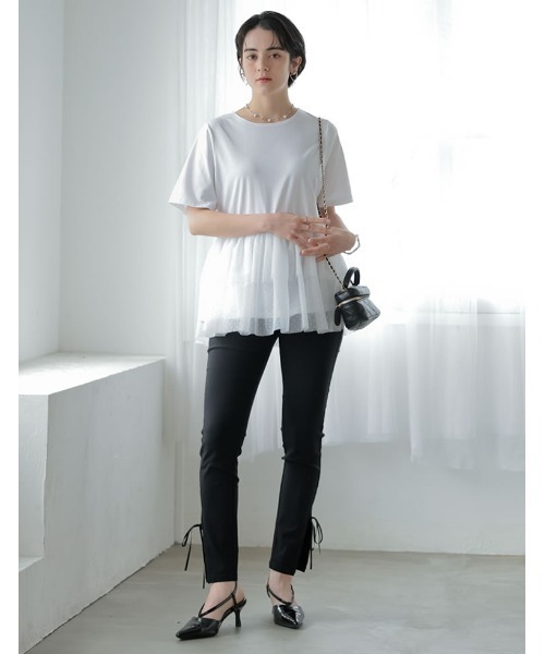 MEISM（ミズム）の「[2026 SUMMER COLLECTION][MEISM by Re:EDIT]チュールペプラムチュニックカットトップス（Tシャツ/カットソー・レディース・ブラック/ホワイト系その他/ブラック系その他/ホワイト・LARGE/MEDIUM）」の14枚目の写真