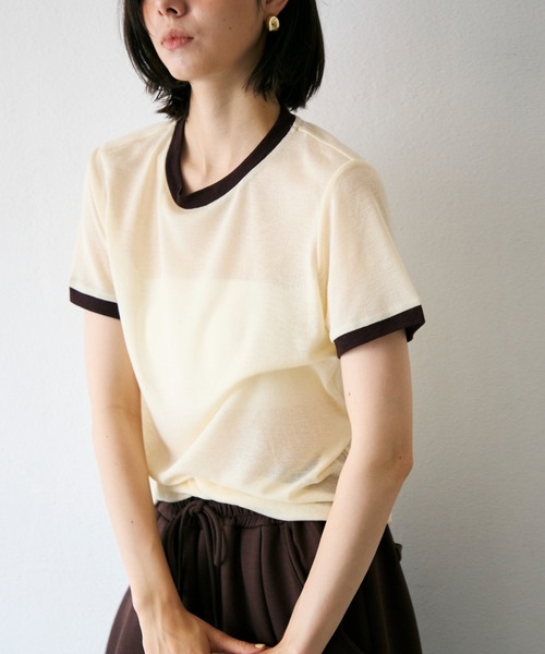Trish(トリッシュ)の「シアーリンガーTシャツ(Tシャツ/カットソー・レディース・ブラウン/ミント/イエロー・MEDIUM)」の12枚目の写真