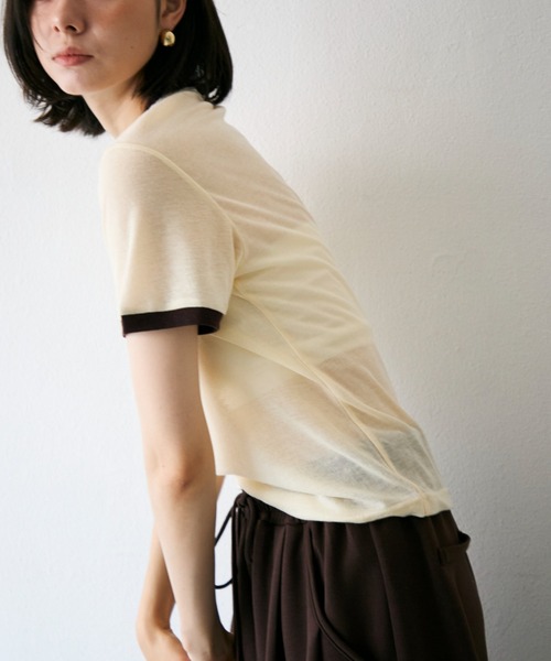 Trish(トリッシュ)の「シアーリンガーTシャツ(Tシャツ/カットソー・レディース・ブラウン/ミント/イエロー・MEDIUM)」の4枚目の写真