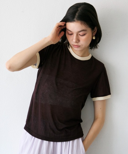 Trish(トリッシュ)の「シアーリンガーTシャツ(Tシャツ/カットソー・レディース・ブラウン/ミント/イエロー・MEDIUM)」の11枚目の写真