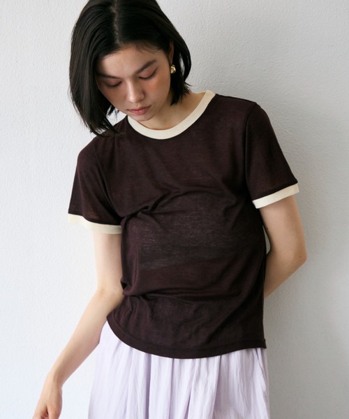 Trish(トリッシュ)の「シアーリンガーTシャツ(Tシャツ/カットソー・レディース・ブラウン/ミント/イエロー・MEDIUM)」の10枚目の写真