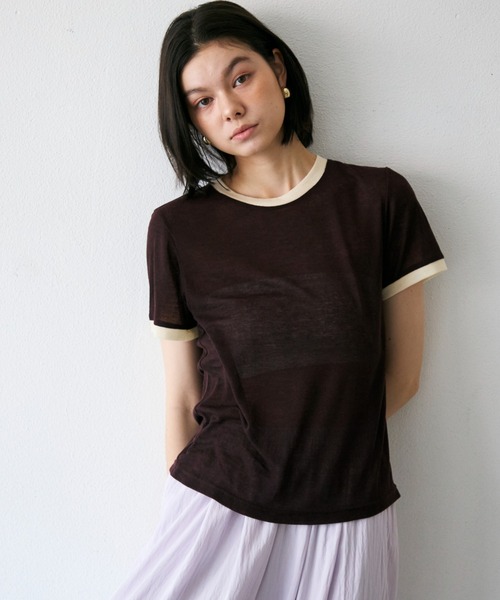 Trish(トリッシュ)の「シアーリンガーTシャツ(Tシャツ/カットソー・レディース・ブラウン/ミント/イエロー・MEDIUM)」の8枚目の写真