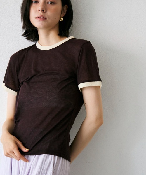 Trish(トリッシュ)の「シアーリンガーTシャツ(Tシャツ/カットソー・レディース・ブラウン/ミント/イエロー・MEDIUM)」の9枚目の写真