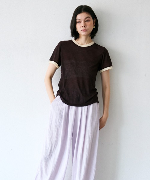 Trish(トリッシュ)の「シアーリンガーTシャツ(Tシャツ/カットソー・レディース・ブラウン/ミント/イエロー・MEDIUM)」の6枚目の写真
