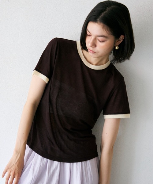 Trish(トリッシュ)の「シアーリンガーTシャツ(Tシャツ/カットソー・レディース・ブラウン/ミント/イエロー・MEDIUM)」の7枚目の写真