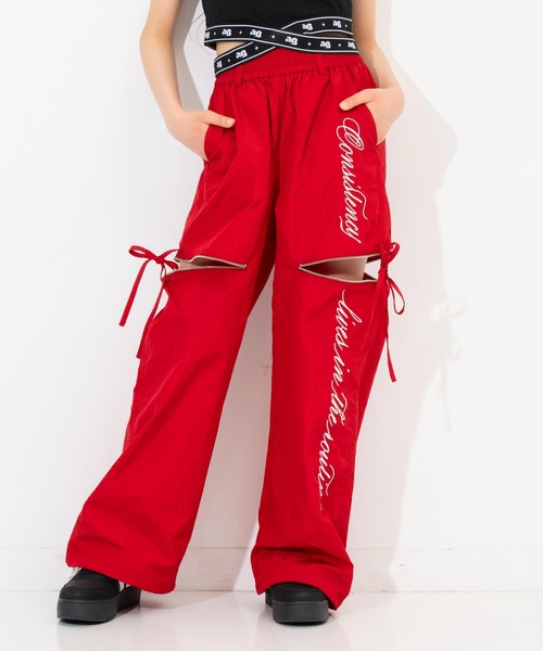 ANAP GiRL(アナップガール)の「サイドリボン ジップ シャカ 2WAYパンツ(その他パンツ・キッズ・レッド/サックスブルー/ブラック・M/XS/S)」の3枚目の写真