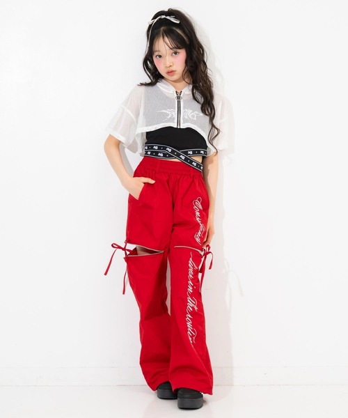 ANAP GiRL(アナップガール)の「サイドリボン ジップ シャカ 2WAYパンツ(その他パンツ・キッズ・レッド/サックスブルー/ブラック・M/XS/S)」の12枚目の写真