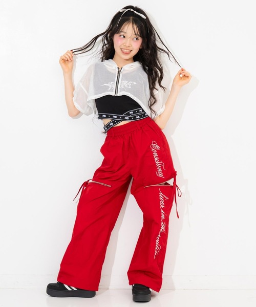 ANAP GiRL(アナップガール)の「サイドリボン ジップ シャカ 2WAYパンツ(その他パンツ・キッズ・レッド/サックスブルー/ブラック・M/XS/S)」の11枚目の写真