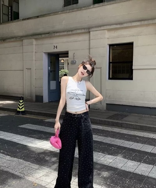 Ritzy(リッツィー)の「小花柄イージーワイドパンツ(その他パンツ・レディース・ブラック・M)」の4枚目の写真