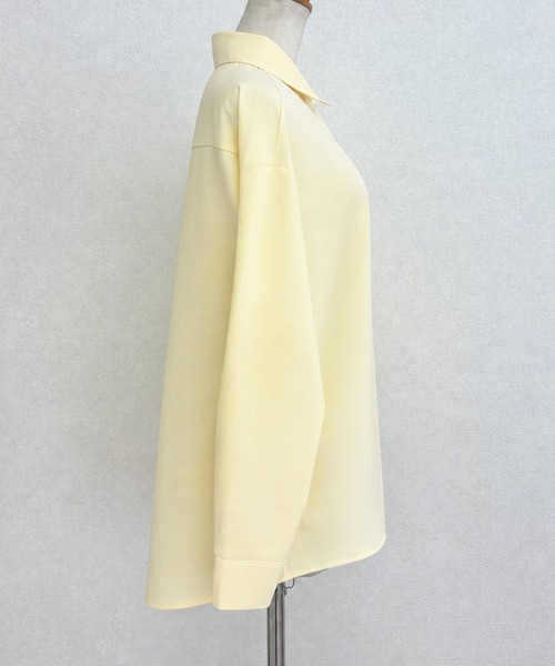 DAY CLOSET（デイ クローゼット）の「【UPF50+/ひんやり冷たい接触冷感】長袖レギュラーカラーオーバーサイズアシメヘム開襟シャツ レディース（シャツ/ブラウス・レディース・イエロー/ホワイト/ブルー/ピンク・FREE）」の14枚目の写真