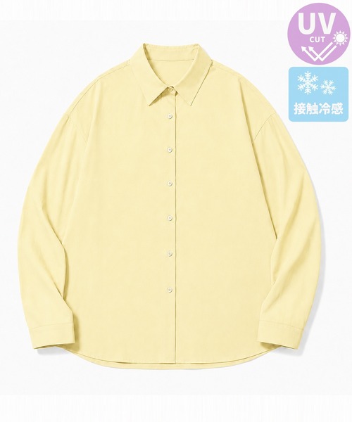 DAY CLOSET（デイ クローゼット）の「【UPF50+/ひんやり冷たい接触冷感】長袖レギュラーカラーオーバーサイズアシメヘム開襟シャツ レディース（シャツ/ブラウス・レディース・イエロー/ホワイト/ブルー/ピンク・FREE）」の17枚目の写真