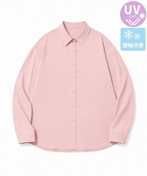 DAY CLOSET（デイ クローゼット）の「【UPF50+/ひんやり冷たい接触冷感】長袖レギュラーカラーオーバーサイズアシメヘム開襟シャツ レディース（シャツ/ブラウス・レディース・イエロー/ホワイト/ブルー/ピンク・FREE）」の18枚目の写真