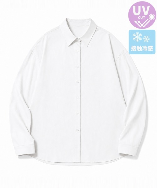 DAY CLOSET（デイ クローゼット）の「【UPF50+/ひんやり冷たい接触冷感】長袖レギュラーカラーオーバーサイズアシメヘム開襟シャツ レディース（シャツ/ブラウス・レディース・イエロー/ホワイト/ブルー/ピンク・FREE）」の15枚目の写真